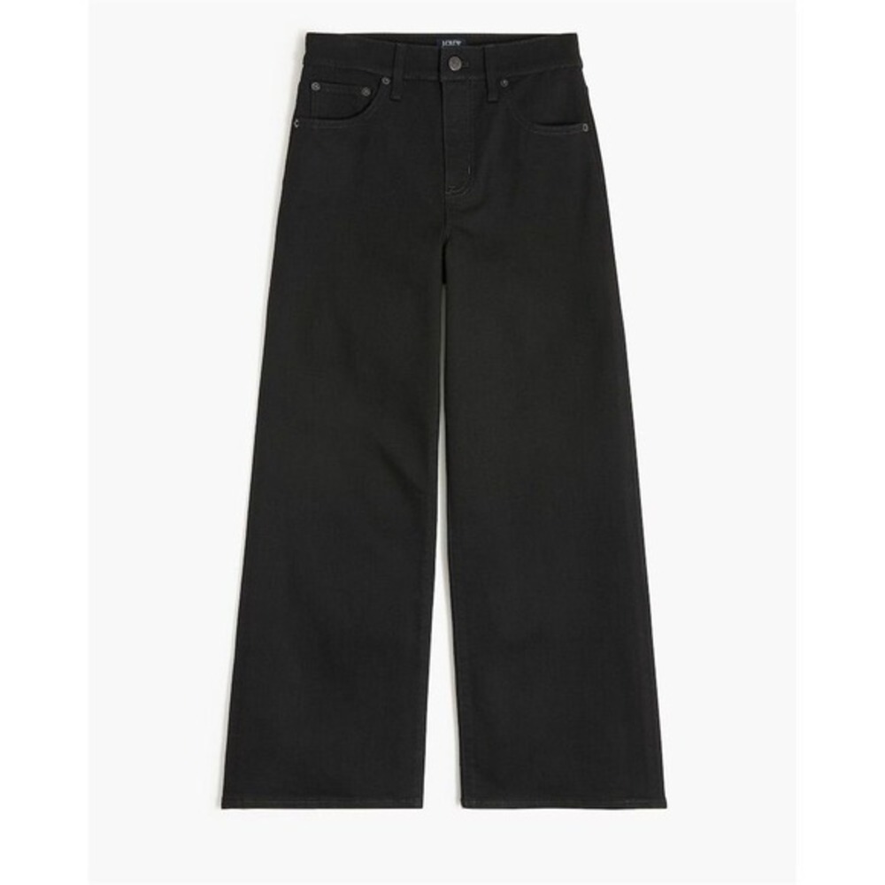 NWT J. Crew Factory Women's Tall Cropped‎ Wide-Leg Black Jeans Size 33